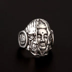 God or Devil Gothic Open Ring — Retro Biker Statement Band