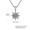Rudder Turquoise Pendant — Silver Stainless