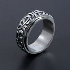 Vintage Scroll Pattern Rotatable Spinner Ring — Stainless Steel