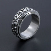 Vintage Scroll Pattern Rotatable Spinner Ring — Stainless Steel