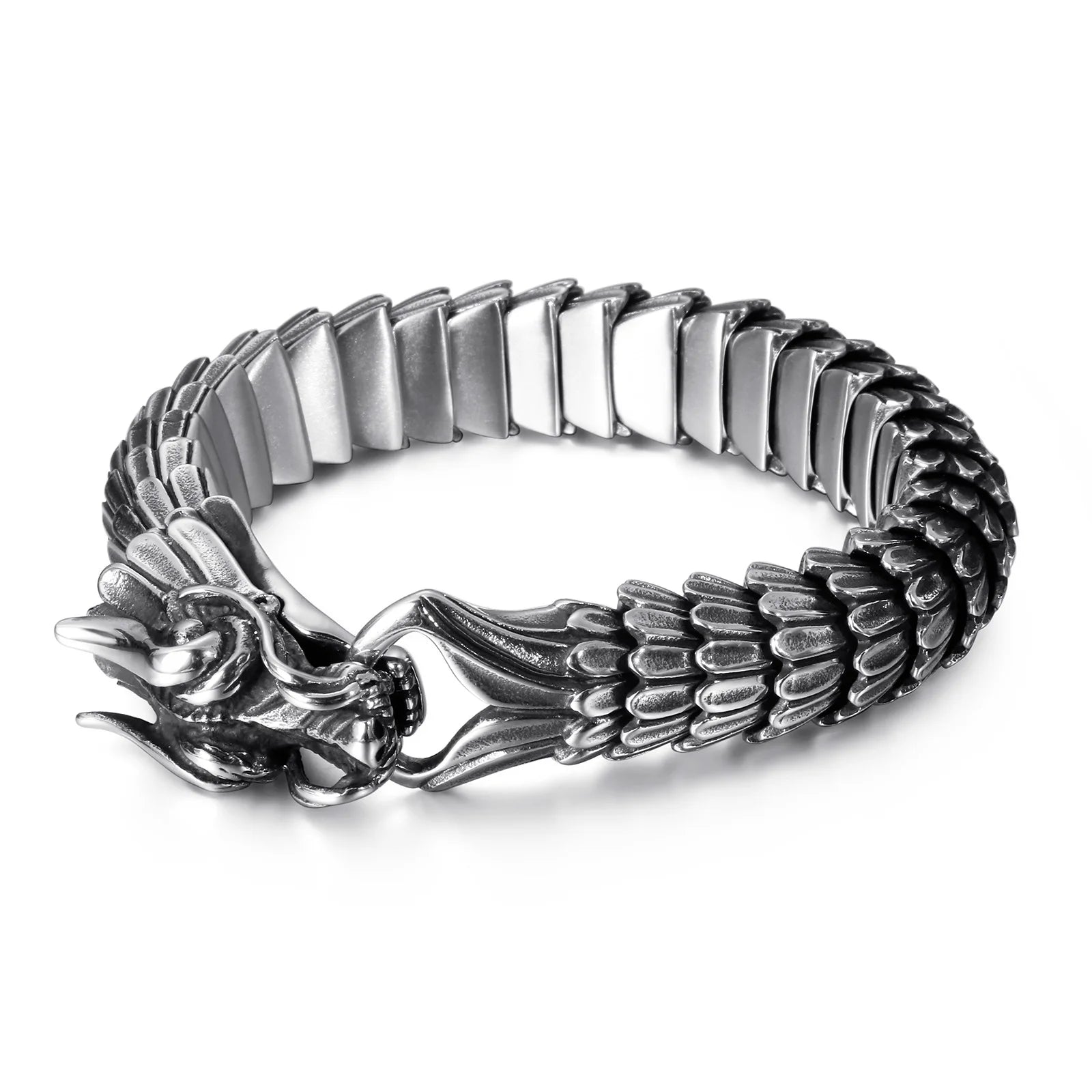 Punk Rock Viking Cuban Curb Bracelet Wrist Men Retro Hiphop Stainless Steel Charm Chain Male Dragon Bracelets Bangle