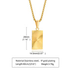 Sunburst Square Pendant Necklace — Stainless Steel