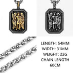 Archangel Michael Cross Shield Prayer Tag Titanium Stainless Steel Pendant Men's Amulet Necklace Jewelry Gift