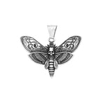 Death Head Moth Skull Pendant Necklace For Men Stainless Steel Gothic Punk Jewelry Halloween Animal Theme Collar Chain Gifts