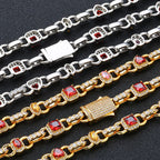 Gold Iced Out Heart Cuban Chain Necklace Colorful