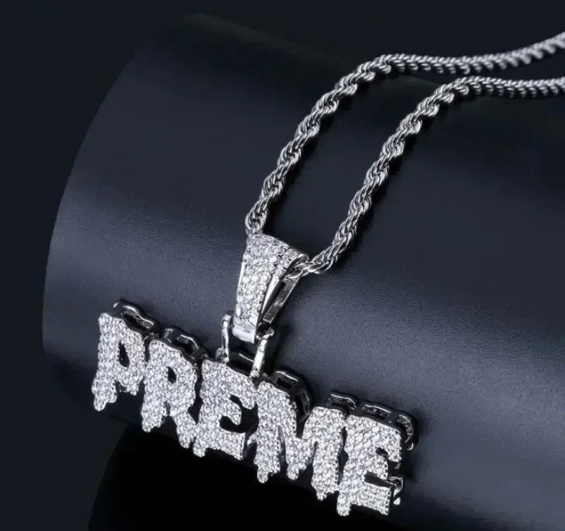 Bling Iced Out Savage Pendant Cubic Zirconia Letter Necklace for Men Women Hip Hop Rock Rap Party Jewelry