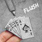 Royal Flush Poker Card Pendant Necklace — Stainless Steel
