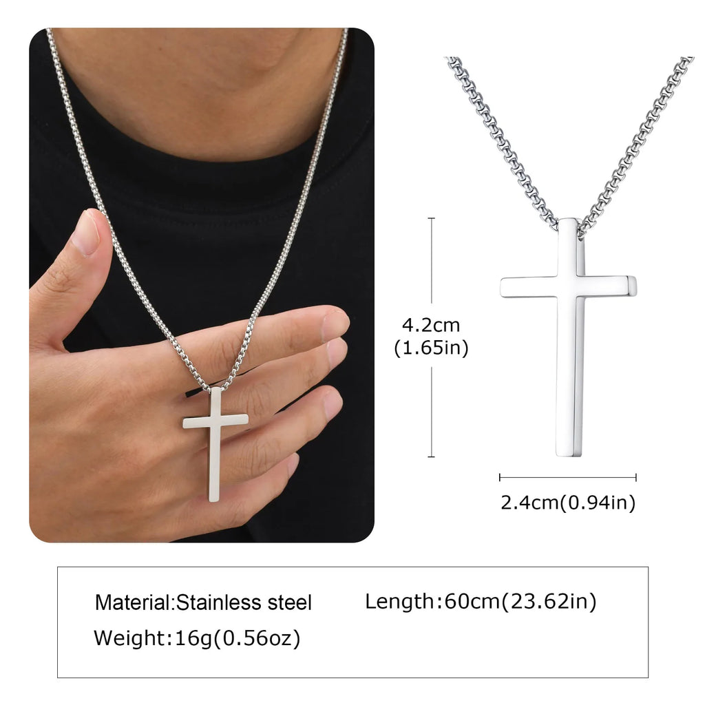 Two-Tone Cross Pendant Necklace — Stainless Steel