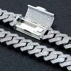 Iced Out Cuban Necklace Stainless Steel 16MM 3-Row