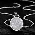 Round Archangel Michael Medal Pendant Necklace Black Color Stainless Steel Box Chain Necklace For Women Catholic