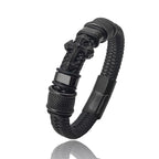 Dark Series Men's Leather Cross Bracelet New Fashion Hand-woven Rope Multi-layer Combination Stainless Steel Male Jewelry Gift