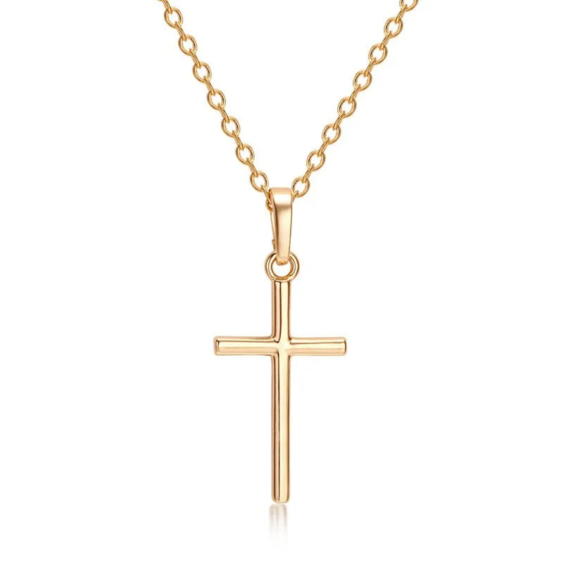 Fashion Gold Silver Crystal Christian Jesus Cross Pendant Necklaces Women New Clavicle Chain Necklace Collar Jewelry Gift