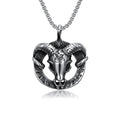 Vintage Viking Nordic Goat Skull Valknut Pendant Necklace For Men Stainles Steel Rune Biker Unique Amulet Jewelry Gift Wholesale