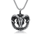 Vintage Viking Nordic Goat Skull Valknut Pendant Necklace For Men Stainles Steel Rune Biker Unique Amulet Jewelry Gift Wholesale