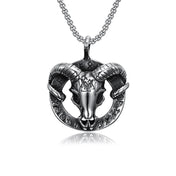 Viking Goat Skull Valknut Pendant Necklace — Rune