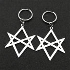 Hexagram Silver Hoop Earrings — Stainless Steel
