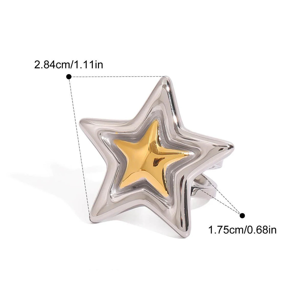 Pentagram Geometric Chain Necklace — Gold-Tone