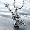 Hip Hop Rock Skeleton Men Guitar Instrument Pendant Necklace Retro Punk Silver Color Stainless Steel Chain Neck Jewelry Gifts