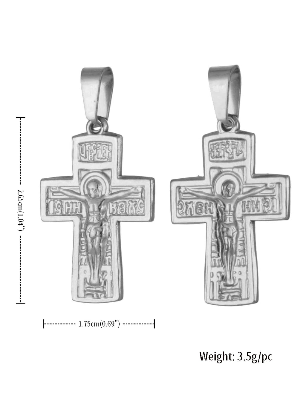 Russian Orthodox Crucifix Cross Pendant — Stainless Steel
