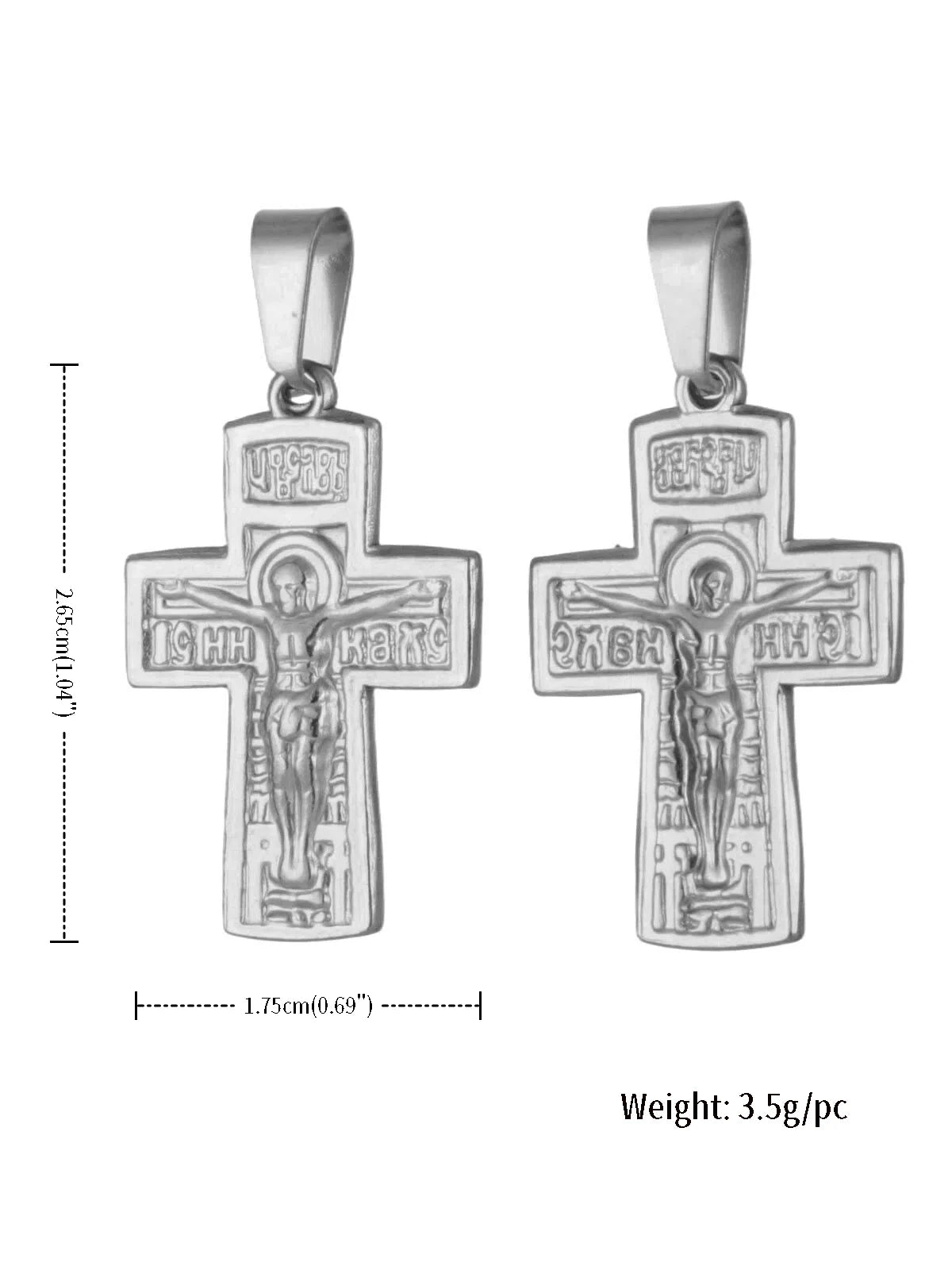 Russian Orthodox Crucifix Cross Pendant — Stainless Steel