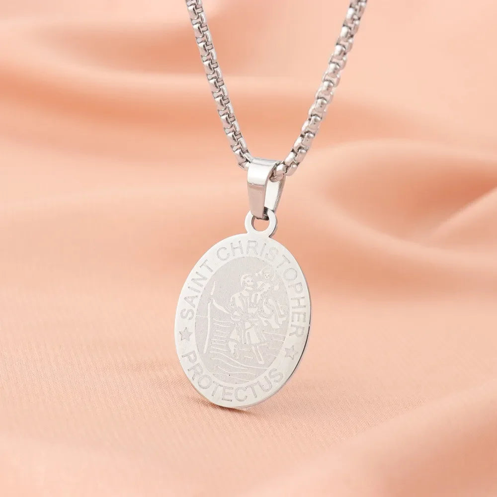 St. Christopher Protector Pendant — Stainless Steel