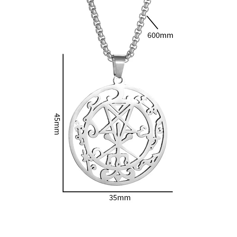 Lucifer Pentagram Medal Pendant — Stainless Steel