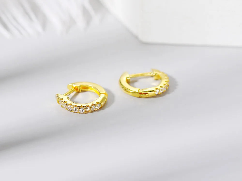 Iced Out Hoop Earrings Stainless Steel CZ