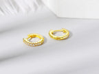Iced Out Hoop Earrings Stainless Steel CZ