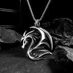 Korean Style Hollow Flame Dragon Pendant Necklace Punk Stainless Steel Biker Men Pendant Chain Fashion Jewelry Gifts
