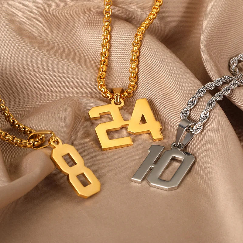 Custom Basketball Baseball Numeral Necklaces For Men Women Personalized Stainless Steel Jewelry Sportsmanship Gift For Boyfriend