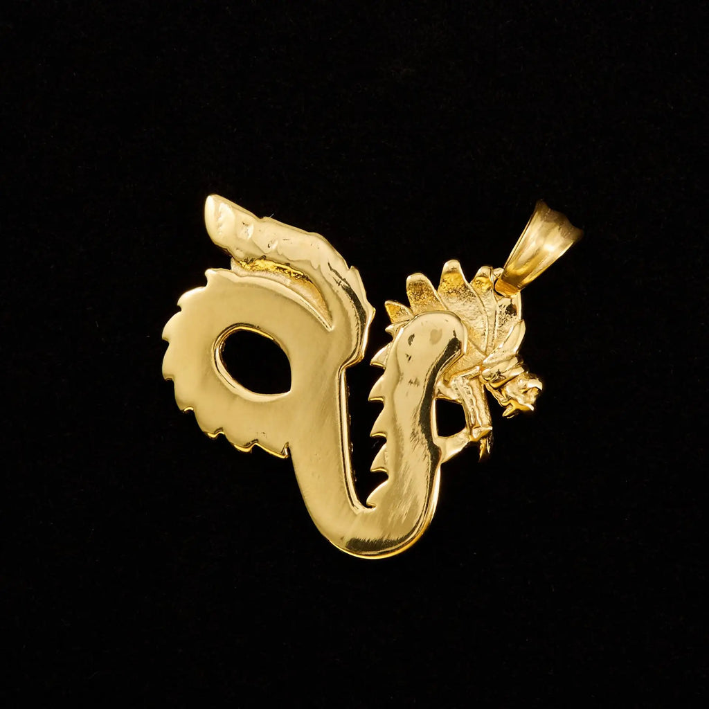 Dragon Rhinestone Pendant Necklace — Stainless Steel