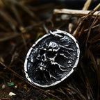 3D Round Skull Pendant Necklace — Stainless Steel