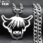 Highland Cattle Cow Pendant — Silver