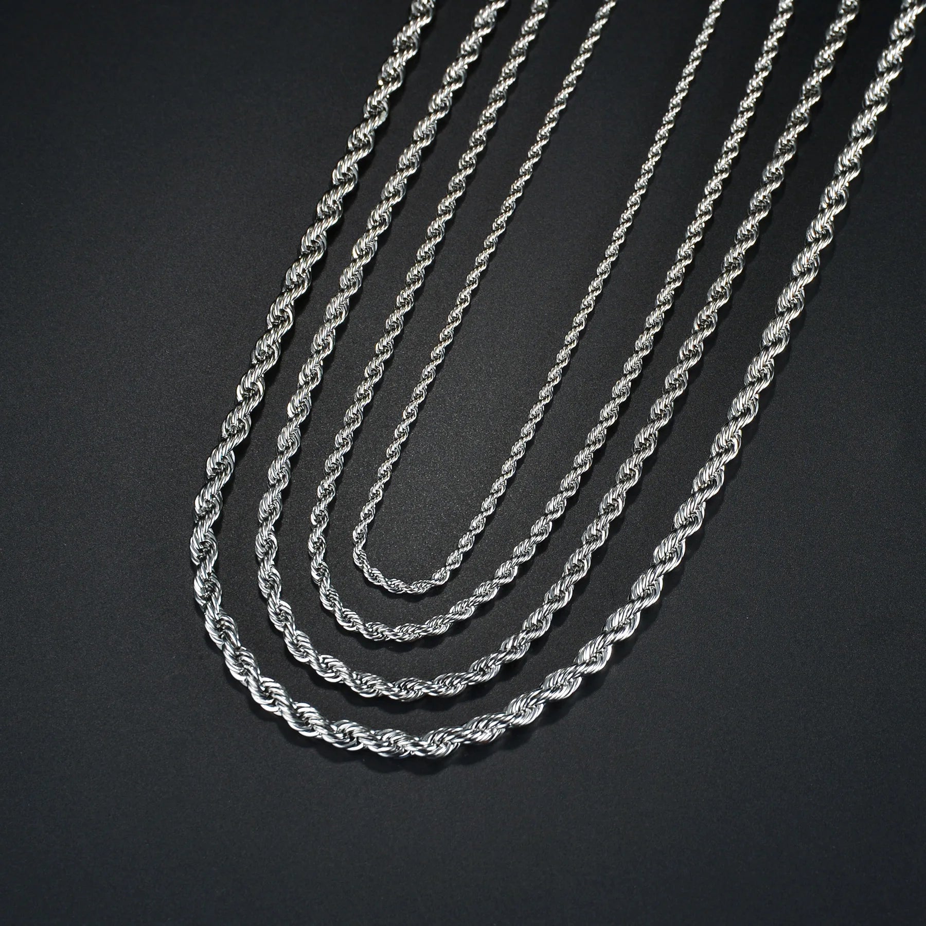 Twisted Rope Chain Necklace — Stainless Steel