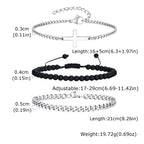 2/3pcs Stainless Steel Cross Cuban Bracelets for Men Waterproof Non Fading Twist Chain Bracelet Simple Fashion Jewelry