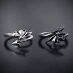Gothic Angel & Devil Wings Open Ring — Vampire, Black & Silver