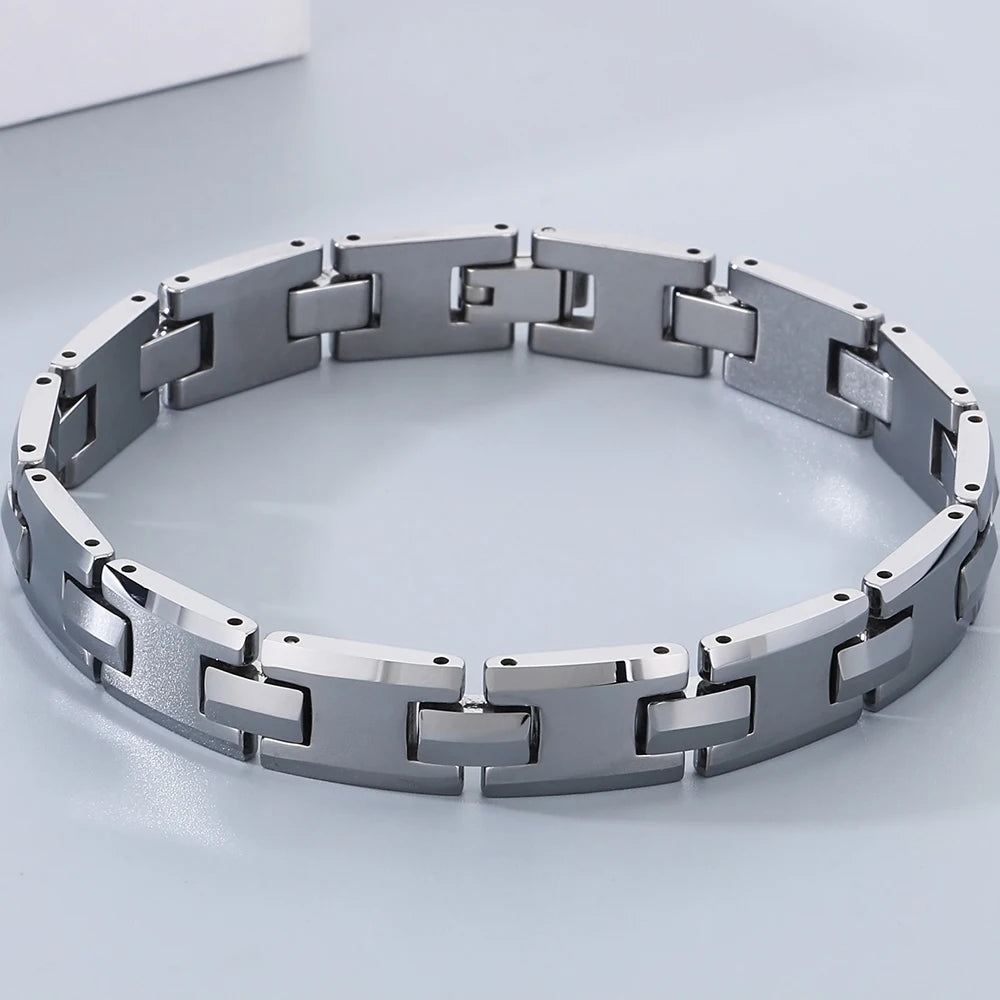 Never Scratched Tungsten Steel Men's Bracelets High Polished 10MM Width Link Chain Bracelet for Men Man Male Jewelry
