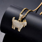 Iced Out Goat Pendant Cuban Necklace — Gold