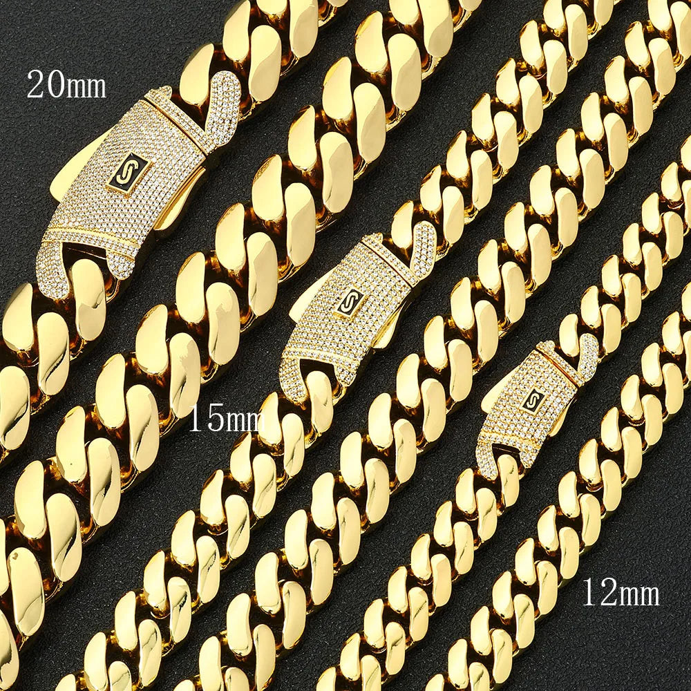 Gold Monaco Chain Necklace 12/15/20MM