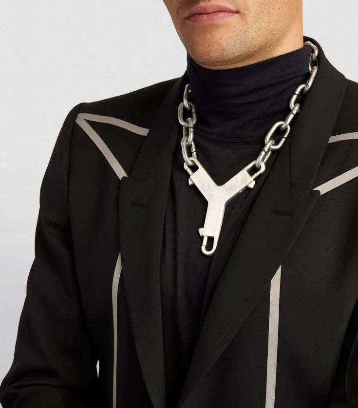 Punk Y-Shaped Statement Thick Chain Necklace for Men