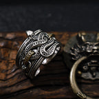 Retro Chained Snake Adjustable Open Ring For Men Silver-plated Copper Gothic Punk Edgy Indie Jewelry Niche Accessories