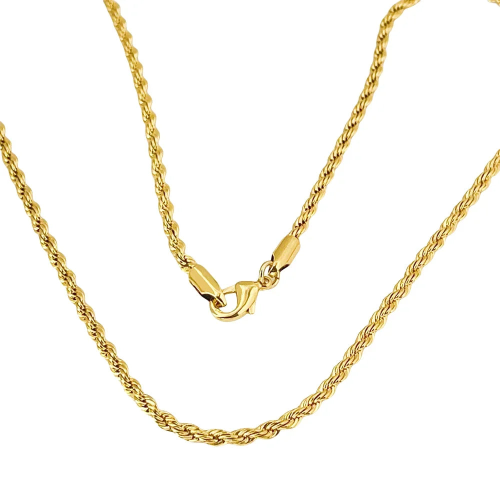 Luxury 925 Sterling Silver Gold Plated 3MM Twisted Rope Necklace for Women Men Accessories Jewelry 40-60CM