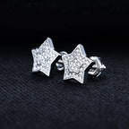 Iced Out Star Stud Earrings — 925 Silver