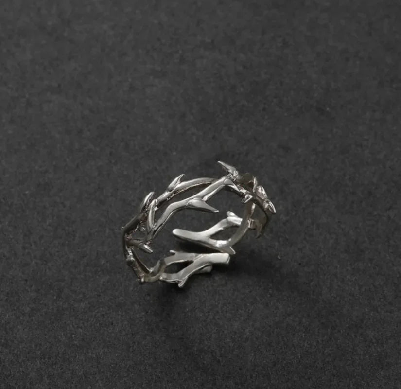 Fashion Goth Double Layer Rose Couple Rings for Men Women Retro Opening Stainless Steel Thorns Punk Finger Ring Jewelry
