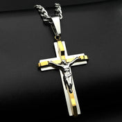 Jesus Crucifix Cross Pendant Necklace Amulet — Stainless Steel