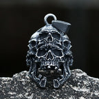 Three Wise Skulls Pendant — Stainless Steel