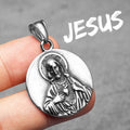 Christian Jesus Pendant 316L Stainless Steel Religion Necklaces Men Chain Bless Pray Rock Punk Party Jewelry Xmas Gift
