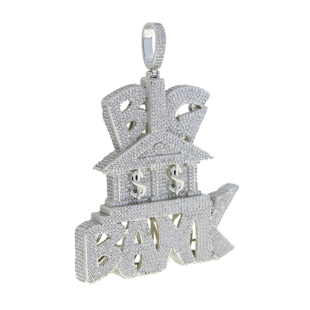 New Iced Out Bling CZ Letter Cross Pendant Necklace Various Design 5A Zircon Two Tone Color Badge Charm Men's Hip Hop