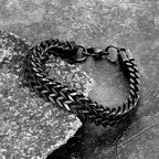 Black Reversible Double Chain Bracelet — Stainless Steel