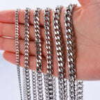 1Pc Size 3mm-9mm Miami Curb Cuban Link Chain for Men Women Stainless Steel Mens Jewelry Hip Hop Chain